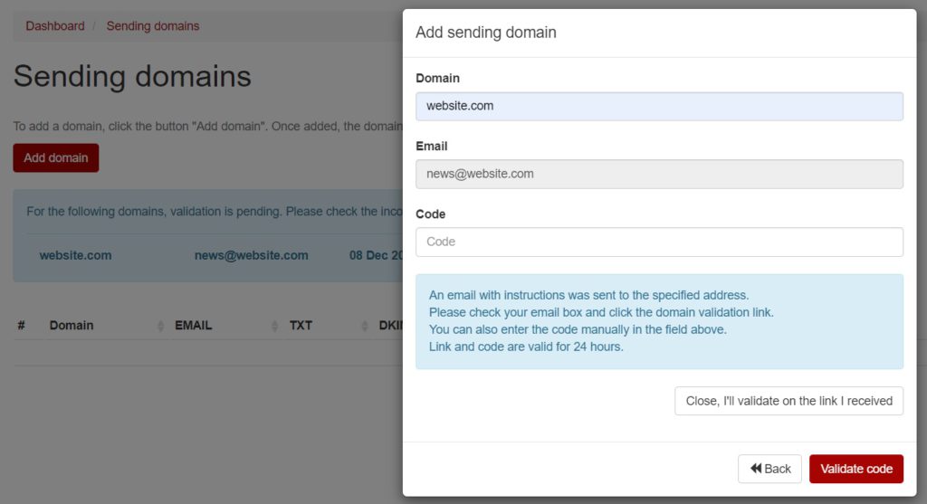 email-campaign-sending-domain-validation
