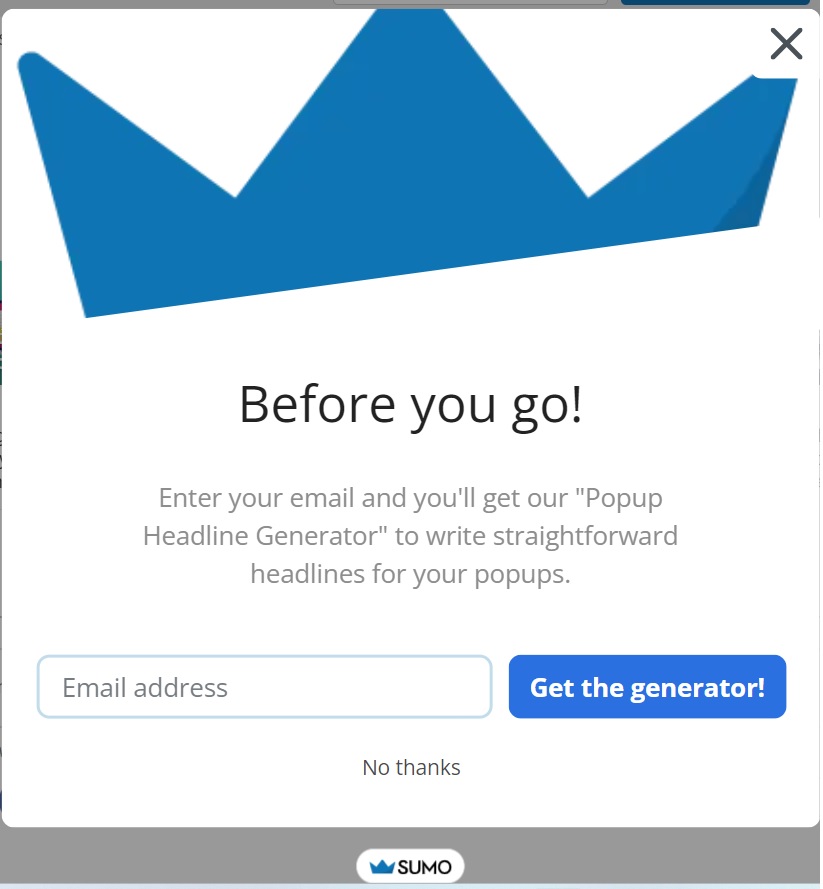 exit-intent sumo pop-up